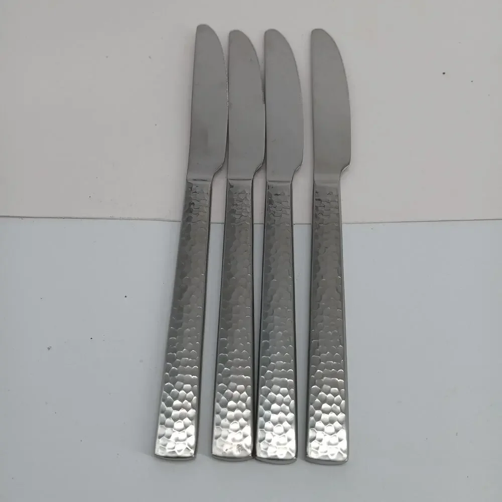 4X BK Splendide 18/10 Stainless Butter Dinner Knives Hammered Mali David Shaw